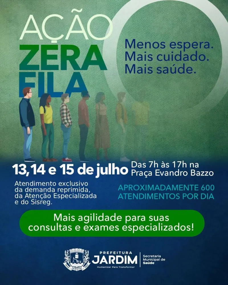 Jardim lança força-tarefa para reduzir fila de consultas e exames especializados