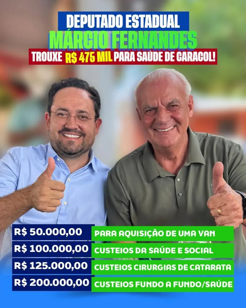 Neco Pagliosa agradece Márcio Fernandes por R$ 475 mil destinados a Caracol