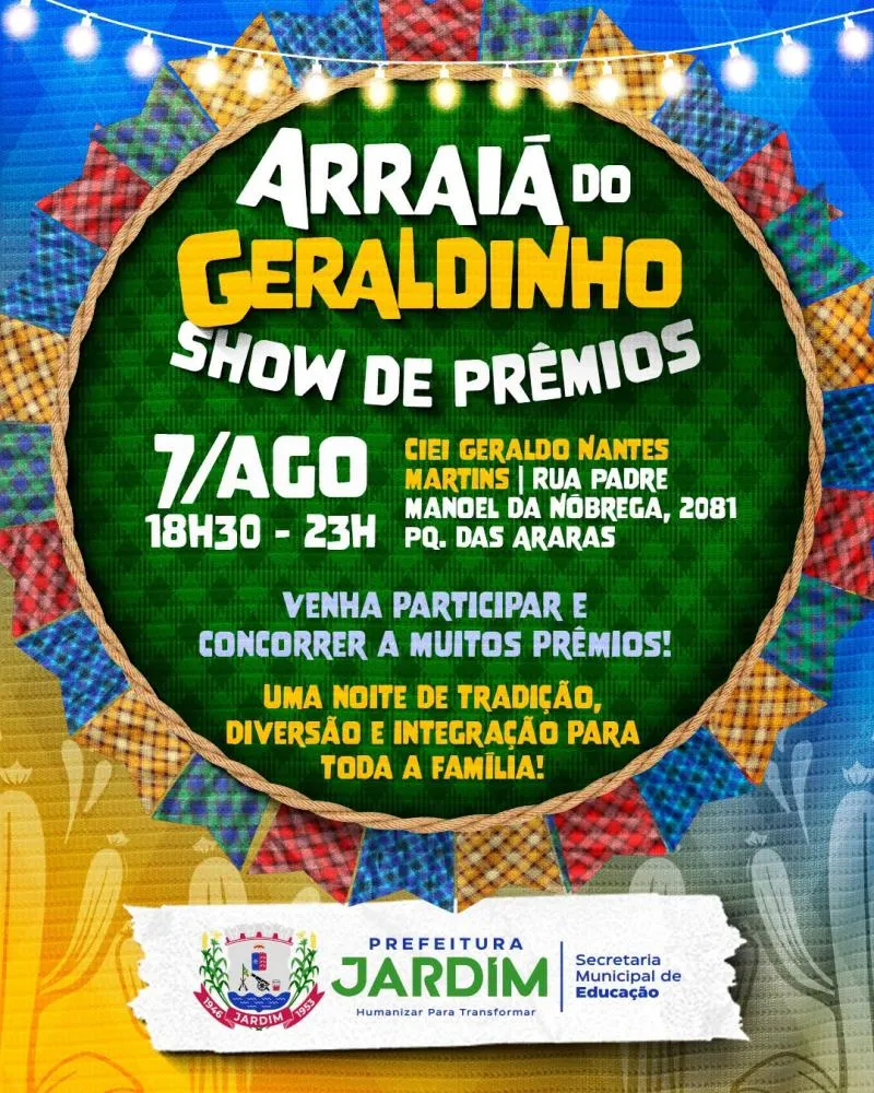 Arraiá do Geraldinho acontece nesta sexta-feira em Jardim