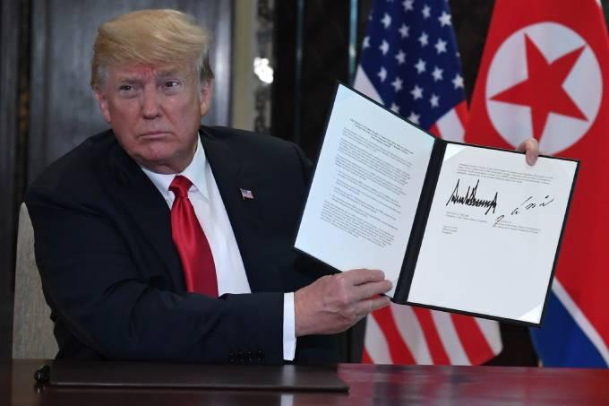 Quais foram os resultados do encontro entre Trump e Kim em Singapura?